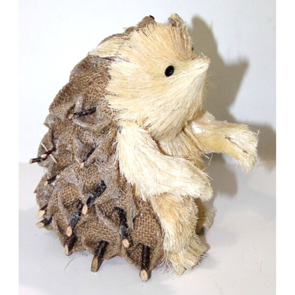 Hedgehog Porcupine Rustic Sticks Burlap Natural Home Christmas Decor Woodland 6" - Picture 1 of 8